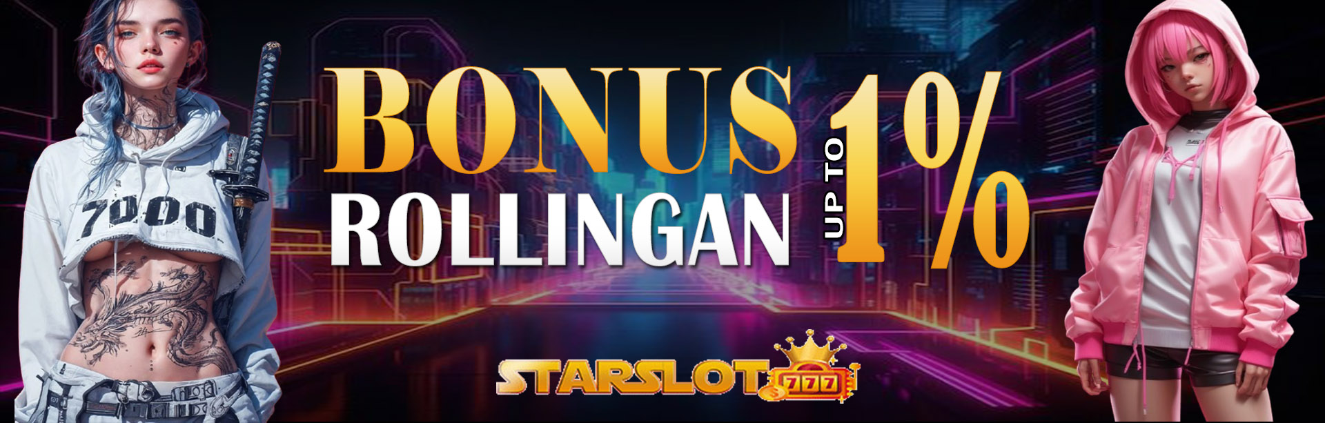 BONUS ROLLINGAN SLOT DAN CASINO SAMPAI 1%